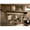 Image 1 : STAINLESS STEEL 60"W X 15"D COMMERCIAL POT RACK WITH ASSORTED POTS, STRAINER, & COLANDER