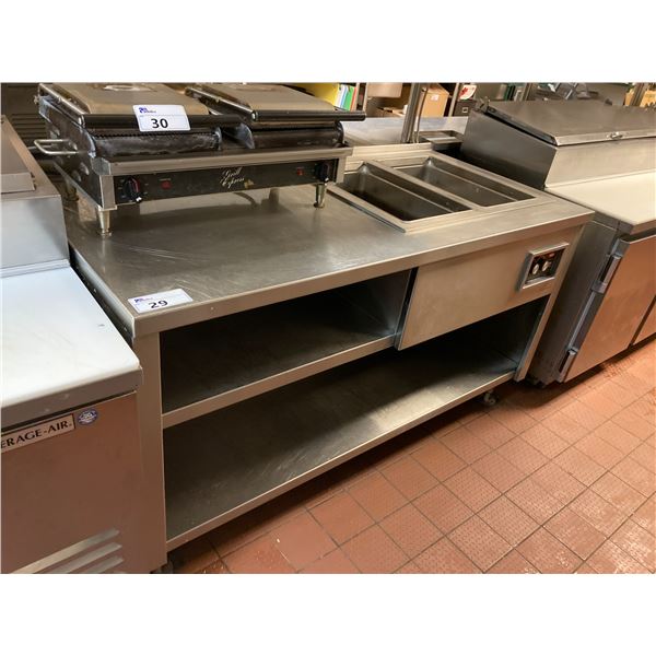 QUEST METAL 63"W X 30"D X 35"H STAINLESS STEEL COMMERCIAL TABLE WITH HATCO DUAL HEATED WELL