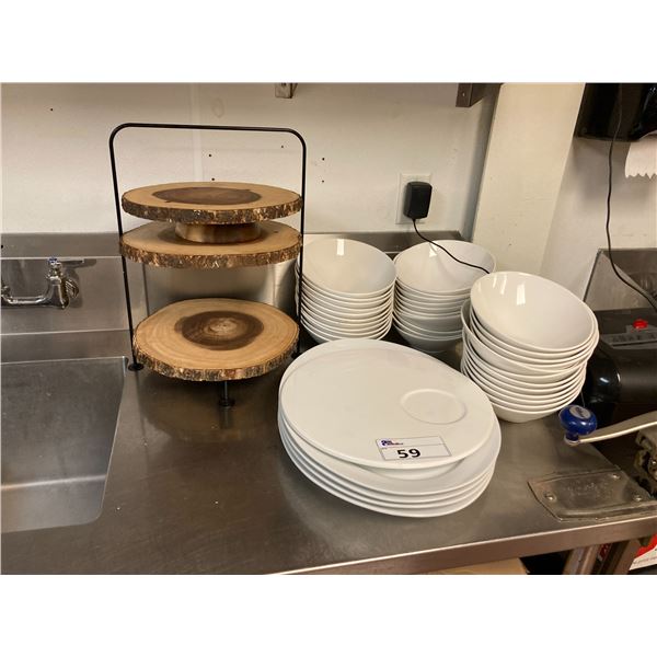 ASSORTED WHITE COMMERCIAL PLATES & DISHWARE