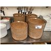 Image 1 : 4 STACKS OF 12' ROUND NATURAL WOOD LOOK COMMERCIAL SERVING TRAYS