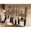 Image 1 : 2 COMMERCIAL MAGNETIC HOLDERS WITH VARIOUS SIZED CHEF KNIVES