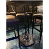Image 2 : 36" ROUND DARK WOOD METAL BASE BAR HEIGHT TABLE WITH 4 DARK WOOD FRAMED BAR CHAIRS
