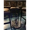 Image 2 : 36" ROUND DARK WOOD METAL BASE BAR HEIGHT TABLE WITH 4 DARK WOOD FRAMED BAR CHAIRS