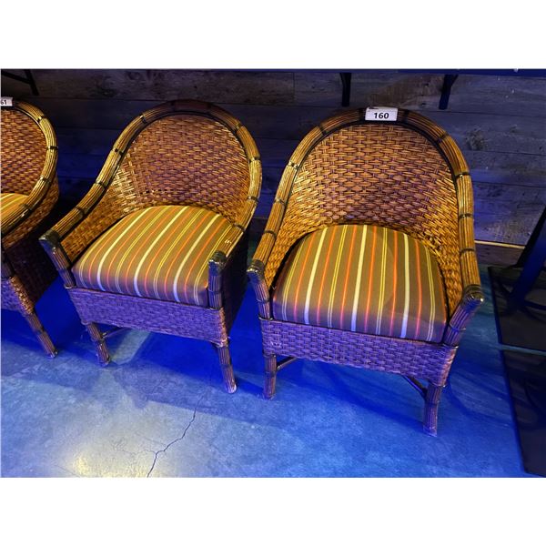 PAIR OF NATURAL RATTAN PATTERNED TUB CHAIRS