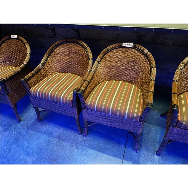 PAIR OF NATURAL RATTAN PATTERNED TUB CHAIRS