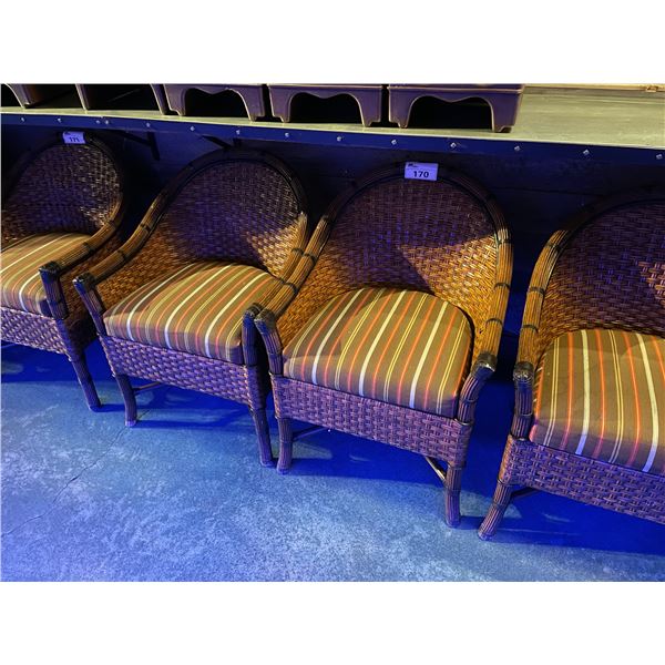 PAIR OF NATURAL RATTAN PATTERNED TUB CHAIRS