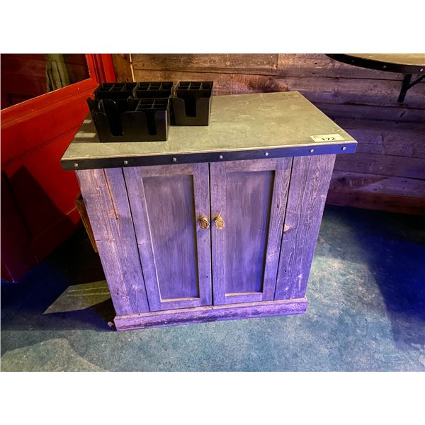 RUSTIC 38"W X 24"D X 36"H WOOD / METAL 2 DOOR HOSTESS STATION