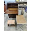 Image 1 : Vintage Secretary Dresser, Stool & TV Trays