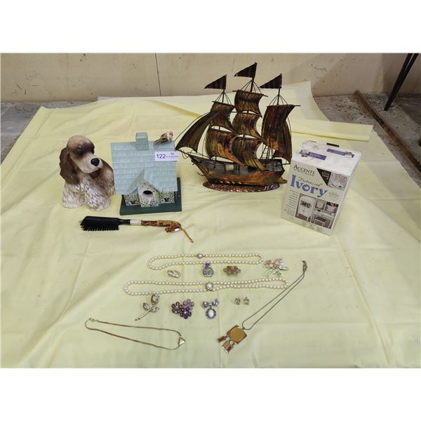 Costume Jewelry, Assorted Decor & Distressed Ivory Finishing Kit