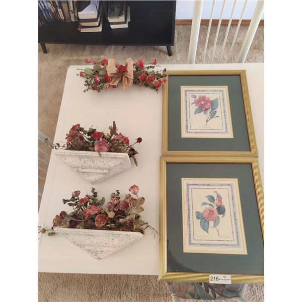 Artificial Flower Wall Decorations, Floral Art Prints by P.J Redoute