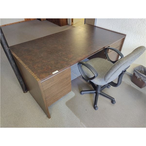 Large Desk with Credenza & Office Chair