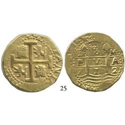 Lima, Peru, cob 8 escudos, 1712M, 2 dates, obverse legend beginning at 6 o'clock.