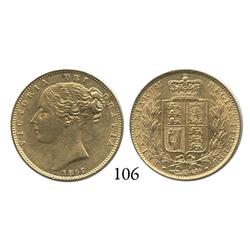 London, England, sovereign, Victoria (young head), 1852, from the Douro (1882).