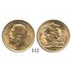 Image 1 : London, England, sovereign, George V, 1915, choice, lustrous Mint State from the Egypt (1922).
