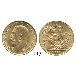 Perth, Australia, sovereign, George V, 1919-P, with two North African (Arabic) countermarks.