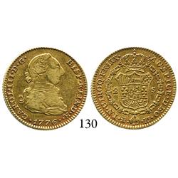 Madrid, Spain, bust 2 escudos, Charles III, 1776PJ, desirable date.