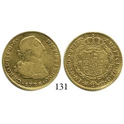 Madrid, Spain, bust 2 escudos, Charles III, 1776PJ, desirable date.