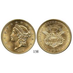 USA, Coronet $20, 1857-S, encapsulated PCGS MS-65 (20A Spiked Shield), from the SS Central America (