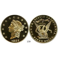 USA, commemorative restrike 1855 Kellogg & Company $50 (struck September 3, 2001), encapsulated PCGS