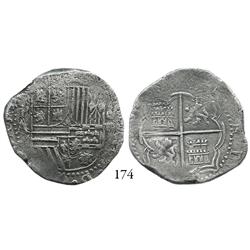 Potosí, Bolivia, cob 4 reales, Philip II, P-A, choice, Plate Coin in Research Collection catalog.