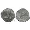 Image 1 : Potosí, Bolivia, cob 4 reales, Philip II, P-A, choice, Plate Coin in Research Collection catalog.