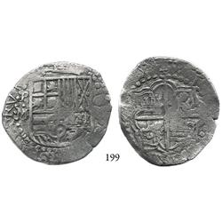 Potosí, Bolivia, cob 8 reales, Philip III, assayer M, Grade 2 (Grade-1 quality).