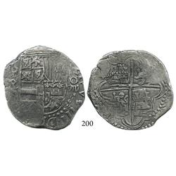 Potosí, Bolivia, cob 8 reales, (1618)PAL, rare, Grade 1.