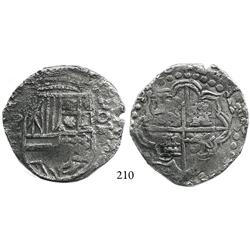 Potosí, Bolivia, cob 8 reales, 1620T, upper half of shield and quadrants of cross transposed, scarce