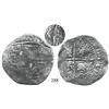 Image 1 : Potosí, Bolivia, cob 8 reales, Philip IV, assayer T (1640s), with crowned L countermark on cross sid