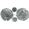 Image 1 : Potosí, Bolivia, cob 8 reales, 1649O, with 2 countermarks (rare): crown alone on shield side and cro