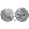 Image 1 : Potosí, Bolivia, cob 8 reales, (16)49O, with 2 crowned L countermarks on cross side (rare).