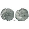 Image 1 : Potosí, Bolivia, cob 4 reales, (1650-2)(O or E), with crowned-•F• (no dots flanking crown) counterma
