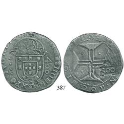 Lisbon, Portugal, 400 reis, John IV, with "S00" (500 reis, 1663) countermark of Brazil.