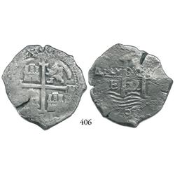 Potosí, Bolivia, cob 8 reales, 1672E.