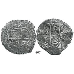 Potosí, Bolivia, cob 8 reales, 1675E.