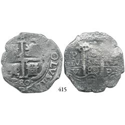 Potosí, Bolivia, cob 8 reales, 1680V.