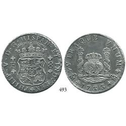 Mexico City, Mexico, pillar 8 reales, Philip V, 1733F, rare.