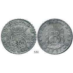 Mexico City, Mexico, pillar 8 reales, Philip V, 1735MF.