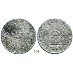 Mexico City, Mexico, pillar 4 reales, Philip V, 1737MF.