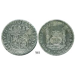 Mexico City, Mexico, pillar 8 reales, Philip V, 1743MF.