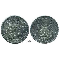 Mexico City, Mexico, pillar 8 reales, Philip V, 1744MF.