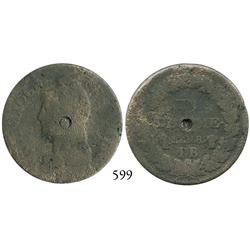 Strassbourg, France, bronze décime, LAN 8 (1799-1800), with Royalist(?) countermark in center, possi