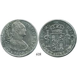 Mexico City, Mexico, bust 8 reales, Charles IV, 1800FM.