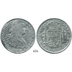 Mexico City, Mexico, bust 8 reales, Charles IV, 1805TH.