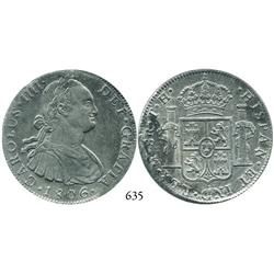 Mexico City, Mexico, bust 8 reales, Charles IV, 1806TH.