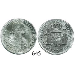 Mexico City, Mexico, bust 1 real, Charles IV, 1803FT.
