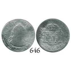 Mexico City, Mexico, bust 1/2 real, Charles III, 1776FM, desirable date.