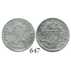 Mexico City, Mexico, bust 1/2 real, Charles III, 1781FF.