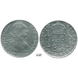 Lima, Peru, bust 8 reales, Charles IV, 1805JP.