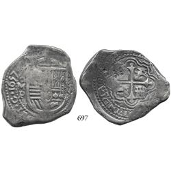 Mexico City, Mexico, cob 8 reales, 1657P, with Indonesian countermarks.